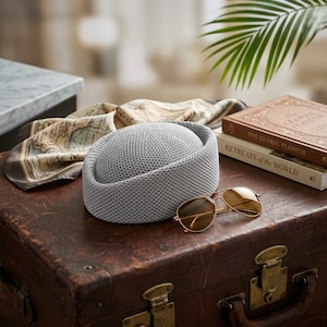 Woven Pillbox Hat Round Crown Sun Hat Sailor Hat Marin Style Packable Beach Hat Windproof Summer Cap Vacation Hat Women Boho Travel Gift Gray