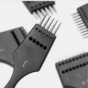 Pricking Irons Leather Craft, stitching chisel, Lacing Chisel, Round Hole Punch Removable and Replaceable