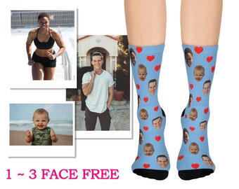 Custom Face Socks w Text, Personalize Photo Sock w Face for Men, Photo socks, Personalized Socks, Custom Printed Socks, Picture Socks