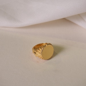 Chevalière ailes de hibou : argent sterling plaqué or 18 carats, réglable