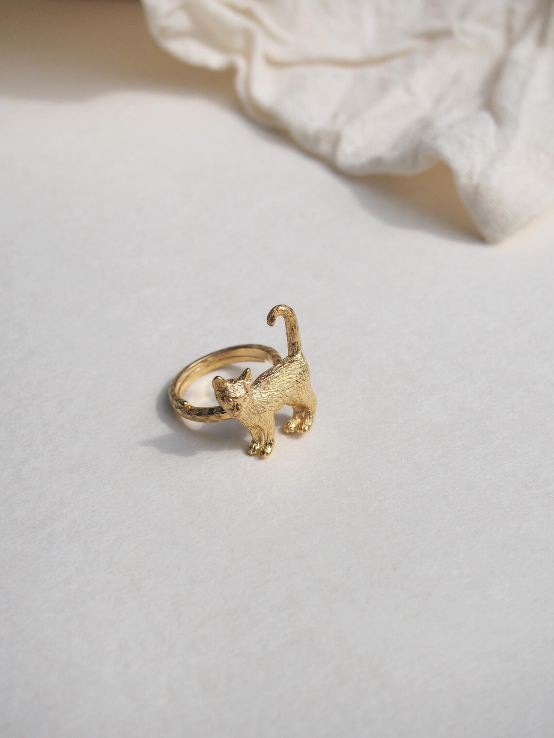 Murmur, Standing Cat Ring, 925 Sterling Silver Ring, Stacking Ring ...