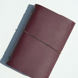 Burgund A6 Kunstleder nachfüllbares Journal Cover - Tri-Fold Notebook Portfolio, Reise-Notizbuch