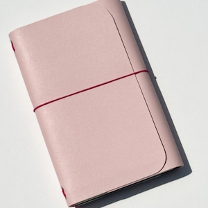 Rosa A5 Kunstleder nachfüllbares Journal Cover - Tri-Fold Notebook Portfolio, Reise-Notizbuch