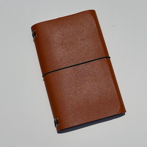 Brown A5 Faux Leather Refillable Journal Cover – Tri-Fold Notebook Portfolio, Travel Notebook