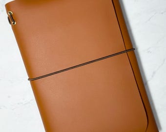 Brown A5 Faux Leather Refillable Journal Cover – Tri-Fold Notebook Portfolio, Travel Notebook