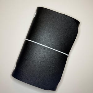 Schwarzes A6 Kunstleder nachfüllbares Journal Cover - Tri-Fold Notebook Portfolio, Reise-Notizbuch