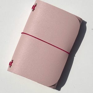 Rosa A6 Kunstleder nachfüllbares Journal Cover - Tri-Fold Notebook Portfolio, Reise-Notizbuch