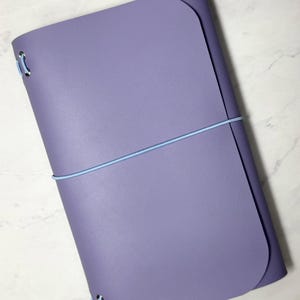 Light Purple A5 Faux Leather Refillable Journal Cover – Tri-Fold Notebook Portfolio, Travel Notebook