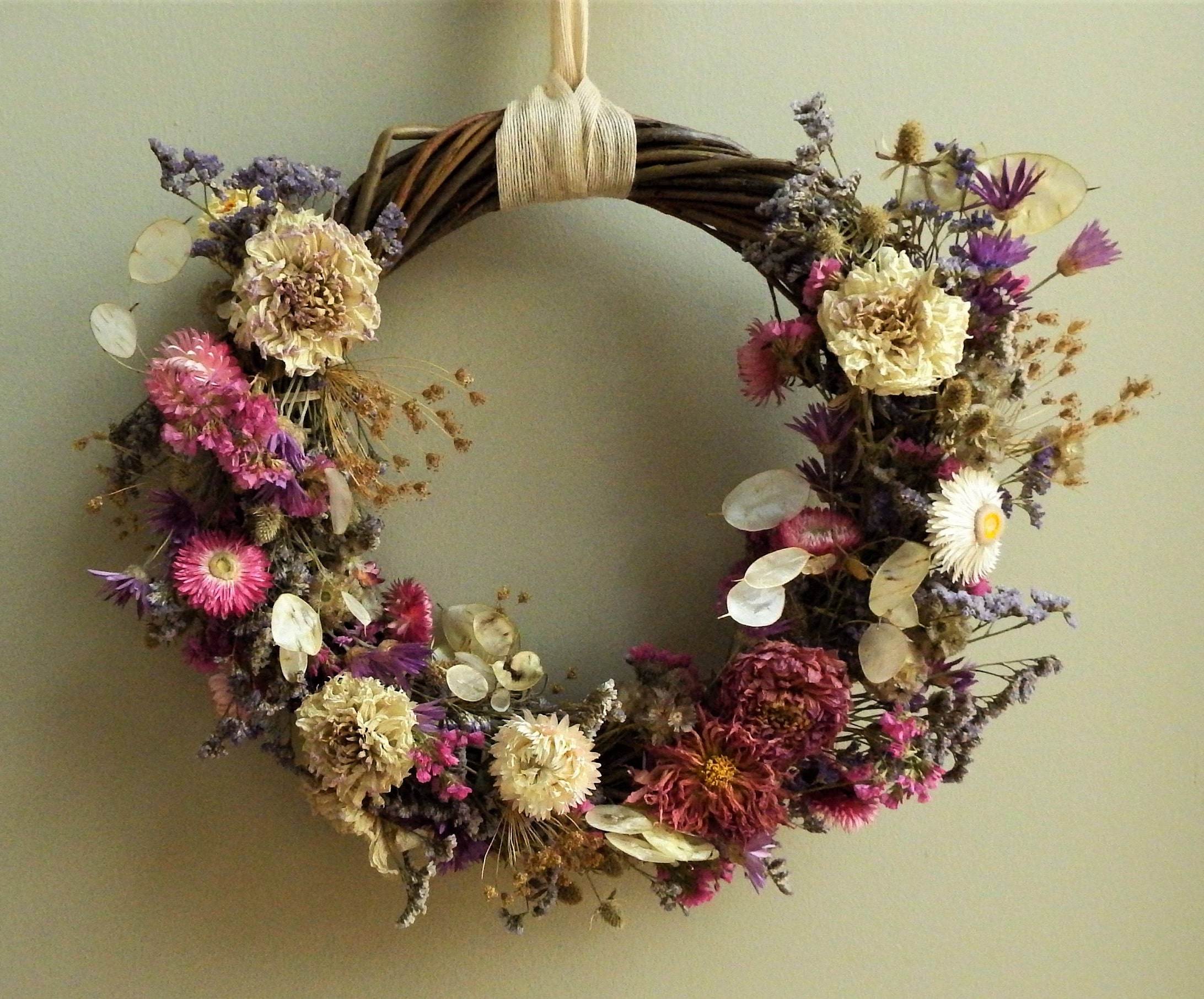 Dried flower wreath making kit using willow wreath and British Etsy