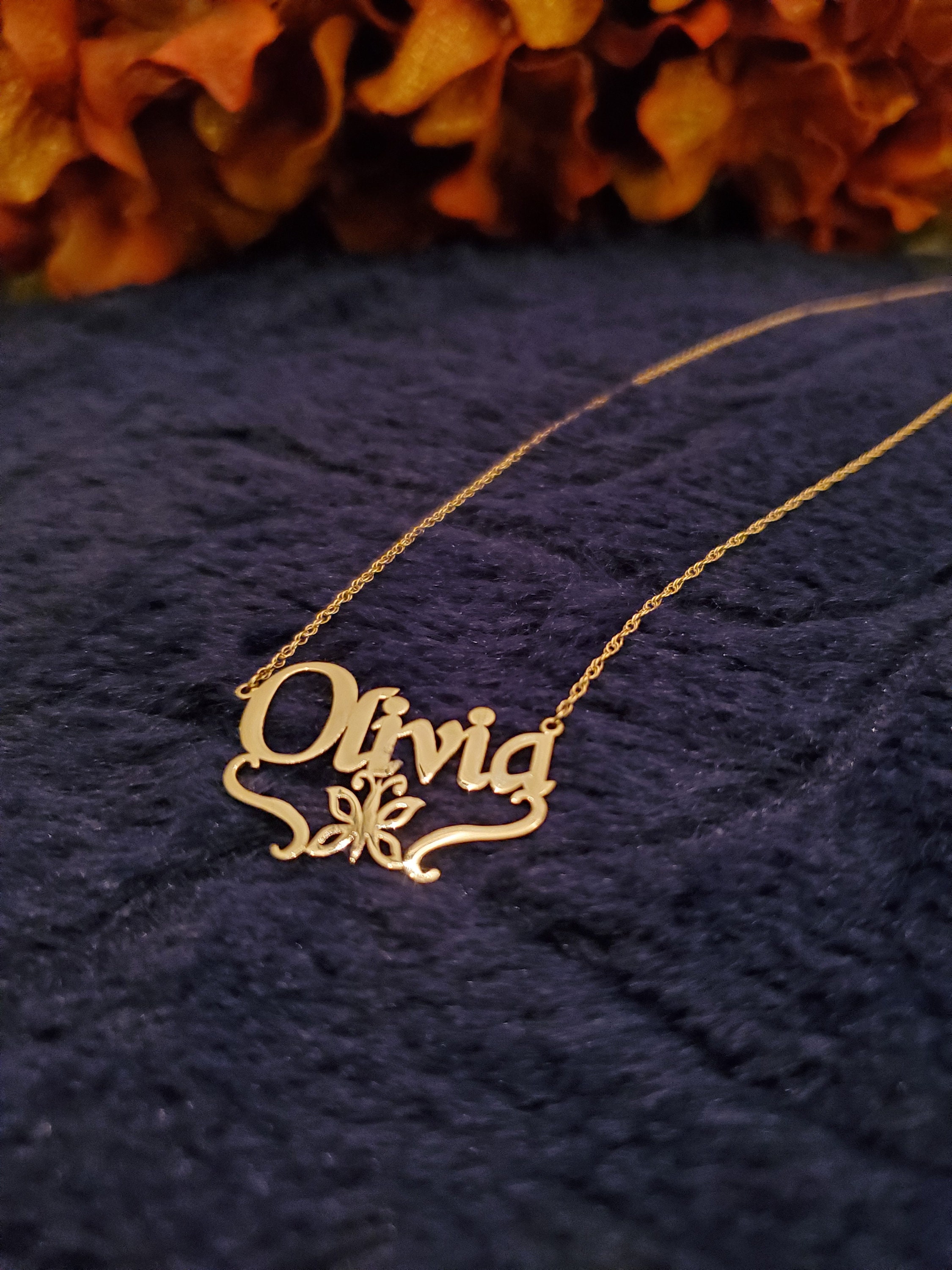 Original Solid Gold 14 Karat Gold Name Necklace 14k Solid Etsy UK