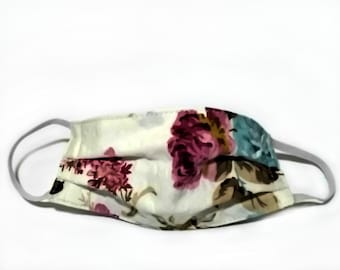 Floral Cotton Face Mask with Filter Pocket - High-Quality Breathable Fabric