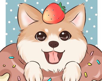 Niestandardowy portret zwierzaka Słodka kreskówka Chibi dla zwierząt Zlecenie Cyfrowy portret zwierzaka Zdjęcie profilowe w mediach społecznościowych Zdjęcie głowy zwierzaka