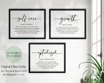 Self Care Growth Definition Mental Health Quote Print Counselor Office Decor Counseling Posters Therapy Wall DBT Counselors Art Room Quotes