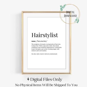 Hairstylist Christmas Gift Card definition salon hair decoration wall art decor printable beauty student hairdreser thank you gift quote
