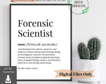 Forensic Scientist Gifts Forensic Science Gift for Grad Graduation Card Forensics Investigator and Wall Art Student Print Decor Poster Print