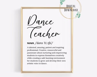 Dance Teacher Thank You Card Gifts Appreciation Gift for Dance Teachers End of Year Quote Unique School Birthday Art Posters Christmas Decor