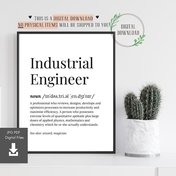 Industrial Engineer Gifts Graduation Gift Card for Industrial Engineering Student Cards for Men Women Wife Office Decor Poster Wall Art Desk