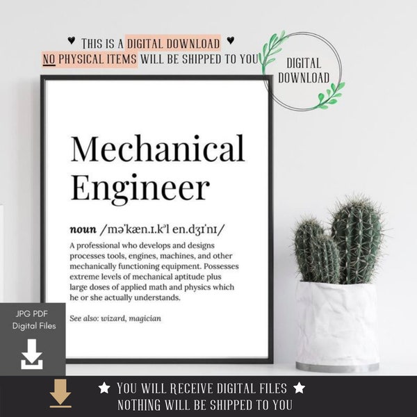 Mechanical Engineer Graduation Gift Card for Mechanical Engineering Graduation Gifts Cards Her Engineer Office Decor Poster Wall Art Desk