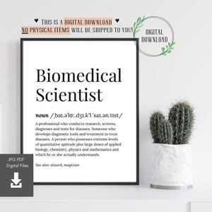 Científico biomédico Ciencia biomédica Regalo Estudiante Graduación Regalos Día de la tarjeta cartel importante citas arte de la pared medicina médica grado biología