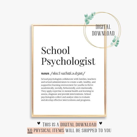School Psychologist Definition Poster Gift Psych Printable Etsy