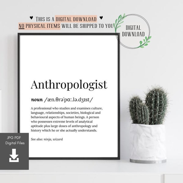 Anthropologist Gift Anthropology Gifts Art Decor Graduation Card for Birthday Student Home Office Funny Graduate Desk Wall Room Poster Grad