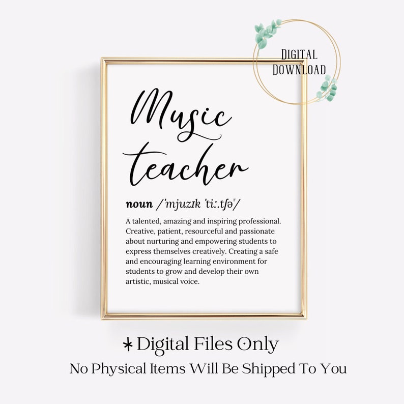 Music Teacher Thank You Card Gift Print Appreciation Gifts for image 1