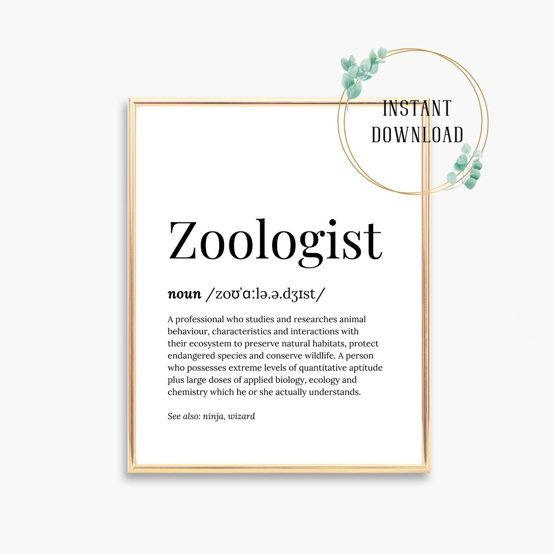Zoologist Gifts Art Zoology Student Gift Graduation Printable Etsy UK