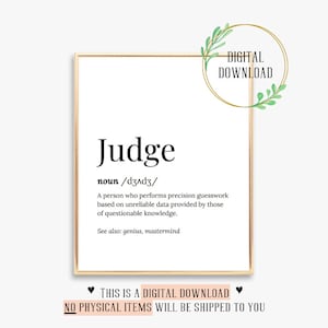Presente de arte de juiz Presentes engraçados para um juiz Cartão de feliz aniversário Cartões de agradecimento Futura graduação Citações Decoração de parede de escritório Estudante de direito graduado