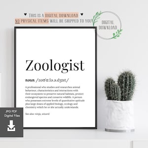 Zoologe Geschenke Kunst Zoologie Studenten Geschenk Abitur Druckbare Zitate Haus Wand dekor für Zuhause Druck Zoo Keeper Dekoration Grad Zookeeper