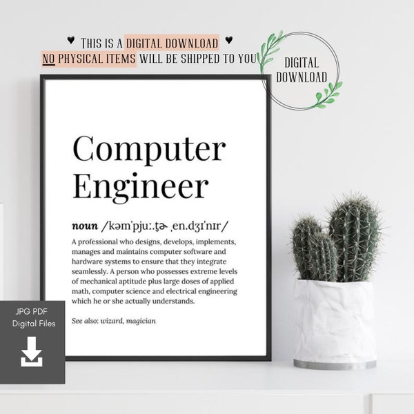 Computer Engineer Gift Graduation Gifts for Computer Engineering Grad Birthday Card Office Decor Poster Wall Art Female Her Student Major