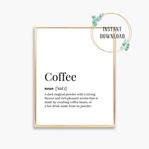 Segni con citazione sul caffè Biglietto da caffè divertente con citazioni sul caffè, stampa con scritta in inglese, insegna del caffè, cucina, amanti del caffè, regalo per uomini, papà, mamma, biglietto di compleanno, definizione della stampa