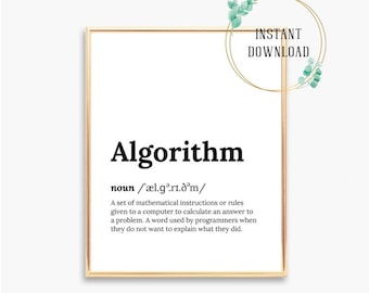 Algoritmo divertido programador tarjeta de cumpleaños programador de computadoras arte regalo pared decoración codificador codificación regalos programación cartel novia novio