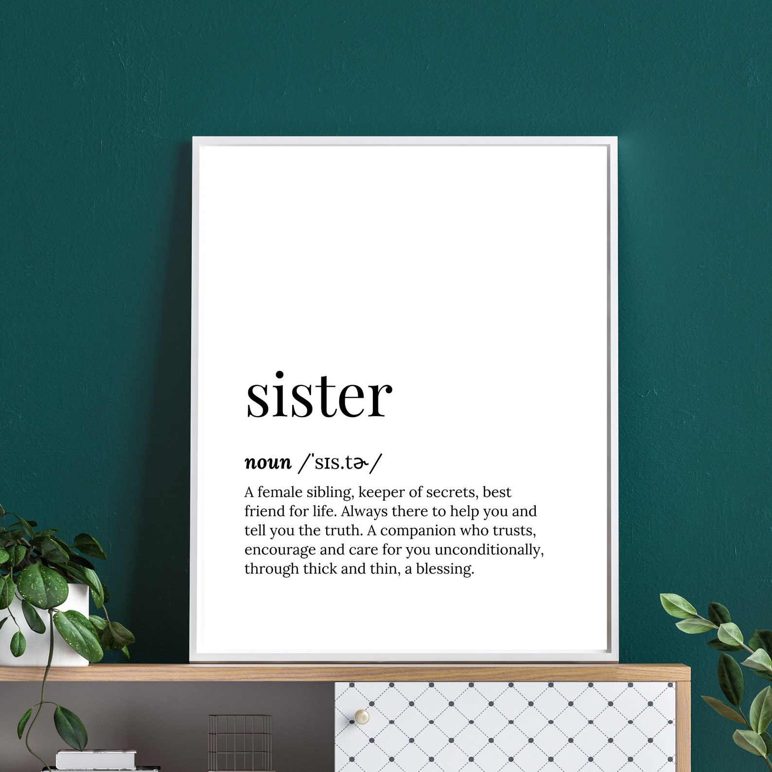 Sister Definition Print Bonus Sister Birthday Gift Gifts Quote Etsy