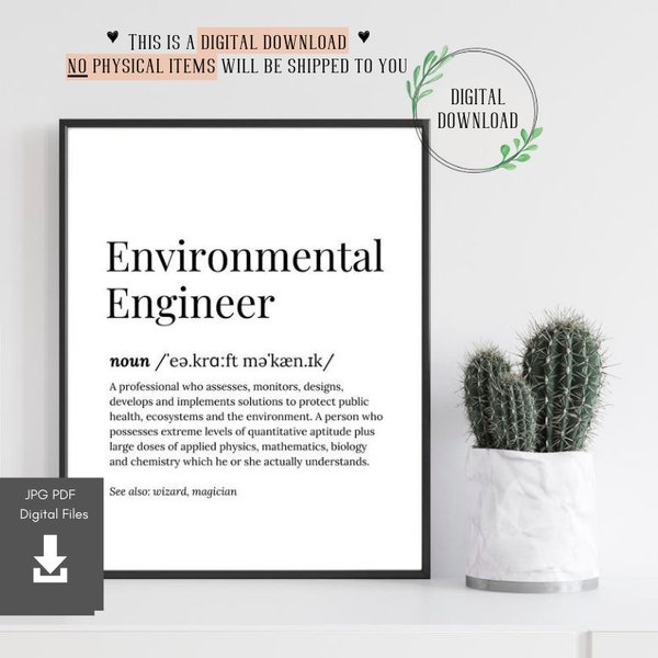 Environmental Engineer Gift Environmental Engineering Graduation Gifts Card for Cards Her Him Men Office Decor Poster Wall Art Student Desk