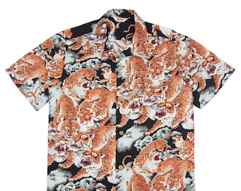 One hundred Tigers Black coler Hawaiian Shirt