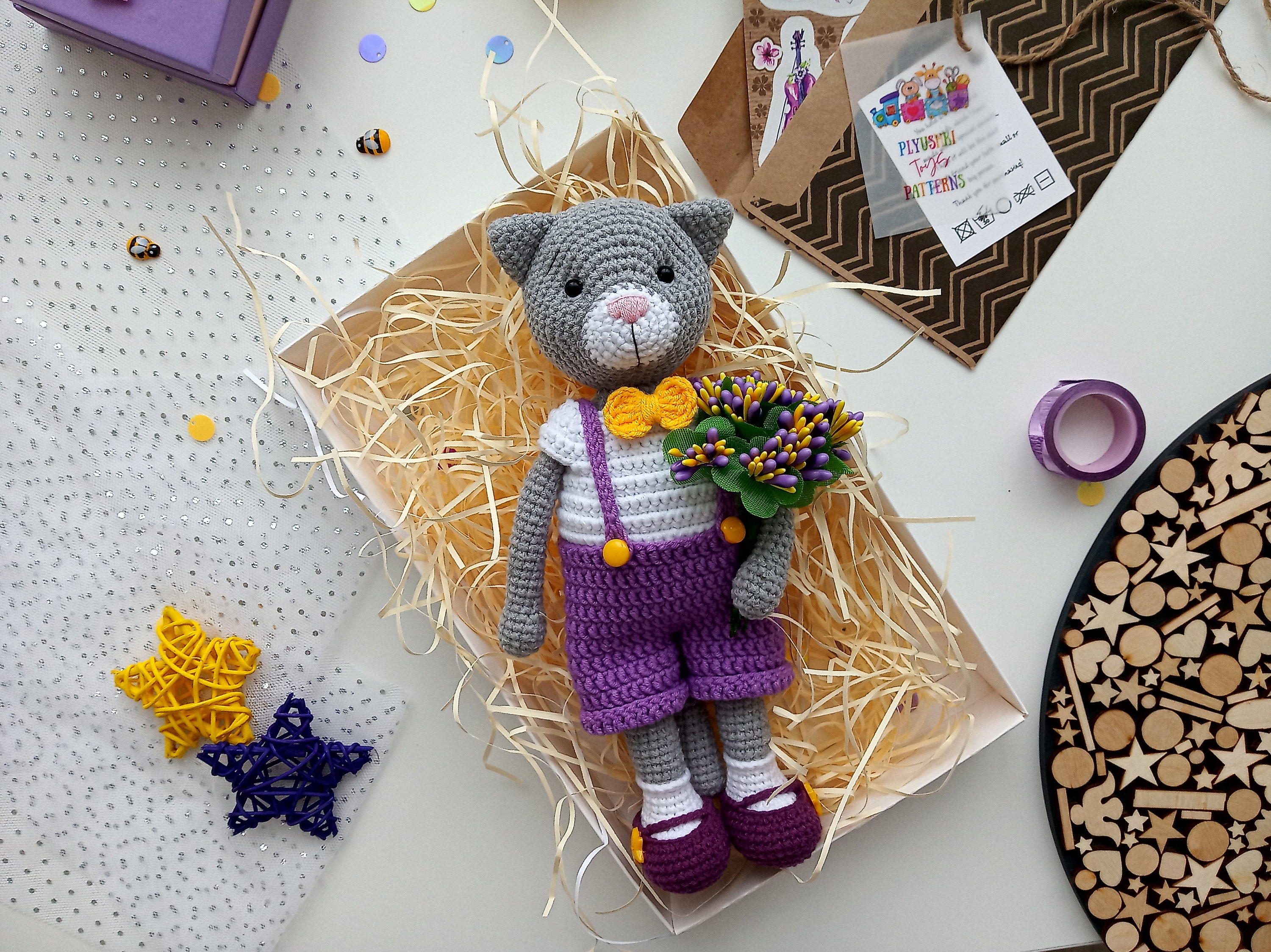 Stuffed Grey Cat Toy Cat Lover Gift Etsy