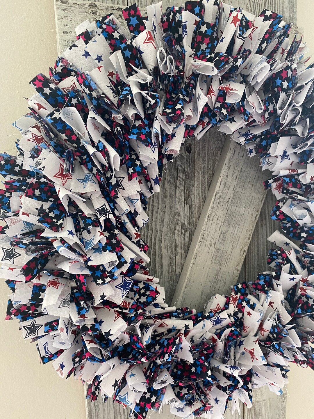 Patriotic Summer Wreath / 4th of July Wreath / Front Door Wreaths / Rag ...