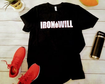 IRON Will - reflektierende Bild, Kurzarm Unisex T-Shirt, motivierende T-shirt, Fitness-Motivation T-shirt, Workout-Shirt, Fitness-Kleidung,