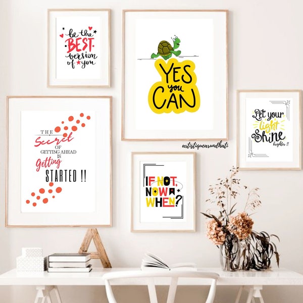 Motivational Quotes, Inspirational wall art, Printable art, Yes you can, wall decor, Homedecor, Instant Download,Be the best,Shine brighter