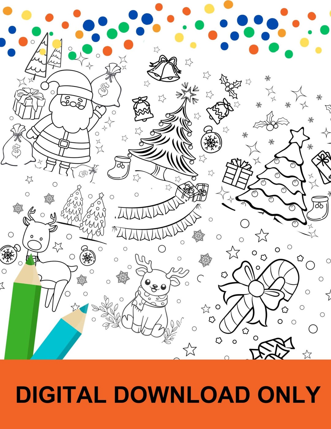 Christmas Coloring Pages 10 Christmas Printable Christmas Etsy