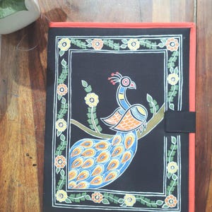Handpainted fabric file folder, Multipocket Organizer A4 / Letter Size, Document Folder,  floral, birds, animals painted folder, Stationary