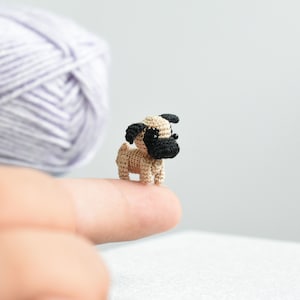 Micro Pug - Mininature Pug Crochet -  Mini Stuffed Pug - Amigurumi Tiny Pug-  Dollhouse Animals Collection