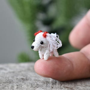 Micro Maltese Dog - Mininature Dog Crochet - Tiny Maltese Dollhouse Animals Collection