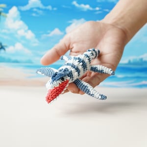 Mosasaurus Dinosaur Crochet Toy - Tiny Crochet Dino Animals -  Finished Stuffed Miniature Dinosaur - Jurassic Crochet Collection