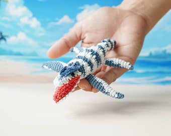 Crochet Mosasaurus Dinosaur Toy: Handmade Stuffed Dino