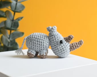 Small Rhino Crochet - Rhinoceros Amigurumi Handmade - Crochet Animal Gift