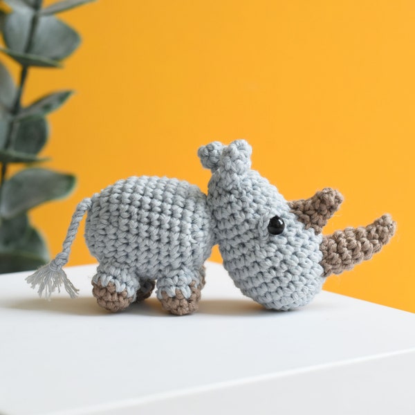 Small Rhino Crochet - Rhinoceros Amigurumi Handmade - Crochet Animal Gift