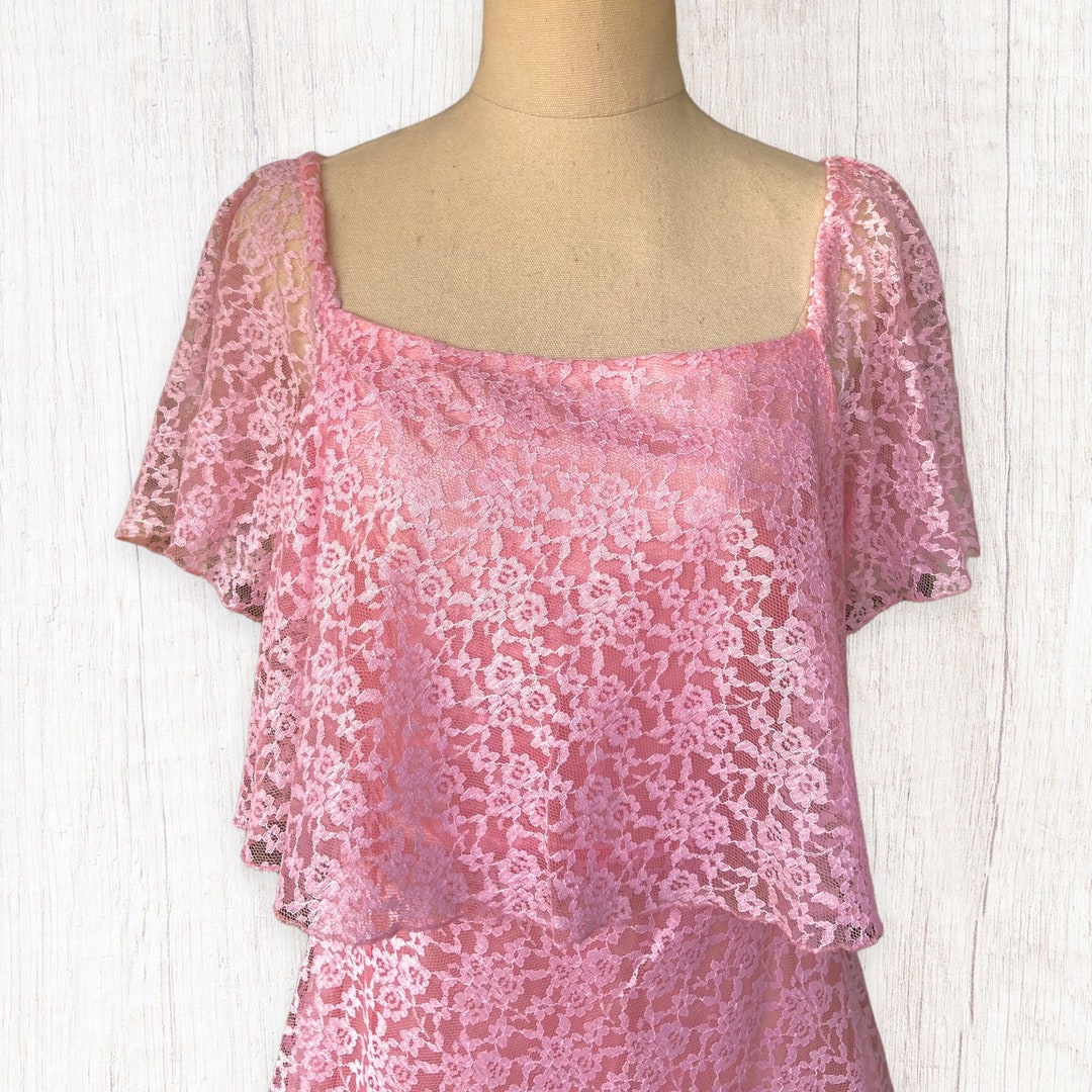 Vintage 70s Lace Maxi Pink Prairie Dress | Cottage Core Gunne Sax Style ...