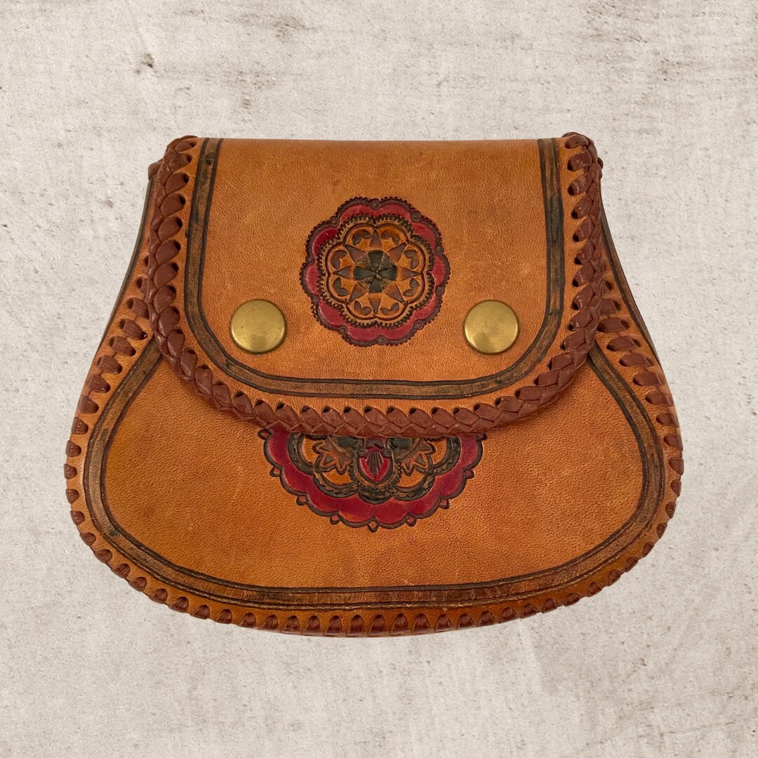 Handmade Tooled Leather Western Coin Purse Floral Boho 70s Etsy