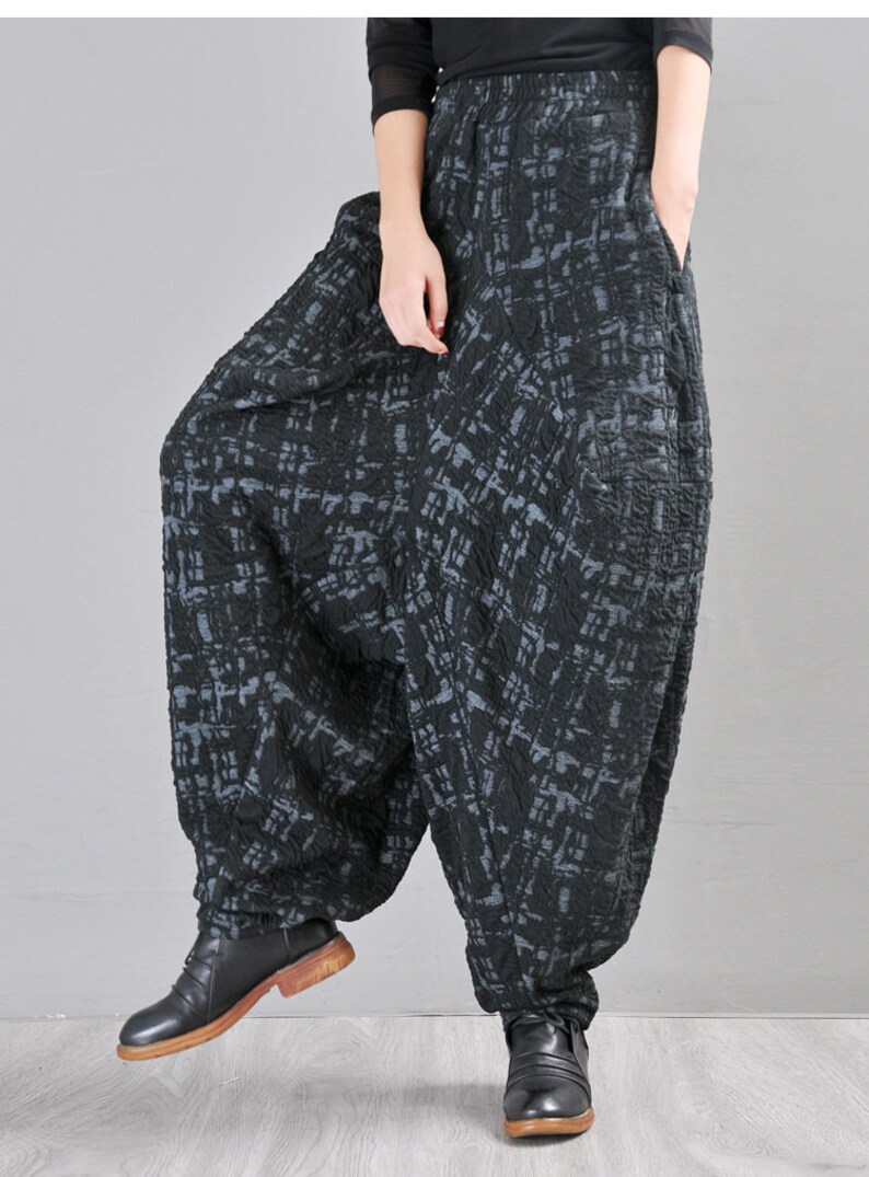 Cotton harem pants Black harem pants women Drop crotch Etsy